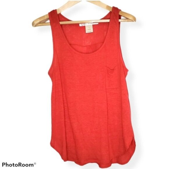 Max Studio, Red Linen Tank with Pocket, Size L - Picture 1 of 5
